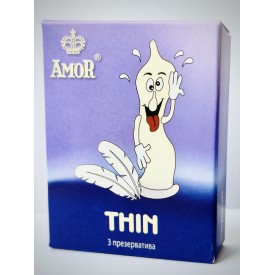 Супертонкие презервативы AMOR Thin "Яркая линия" - 3 шт.
